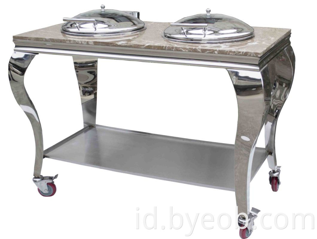 Mobile Table Chafing Dish dengan Chafer Heater dan Buffet
